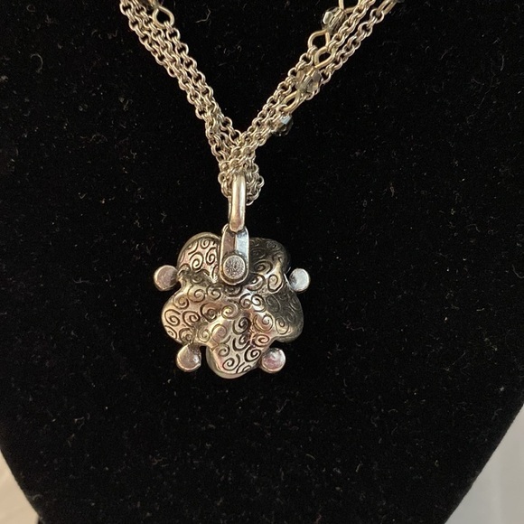 BRIGHTON BLOSSOM mother of Pearl Flower and Crystal Multi Chain Pendant NECKLACE - Picture 3 of 6